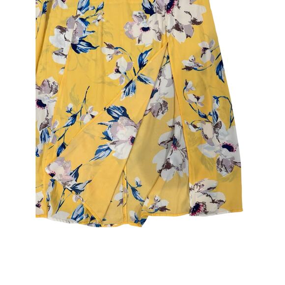 City Triangles Women’s Yellow Floral Maxi Skirt Medium Elastic Waist Lined - Picture 5 of 9